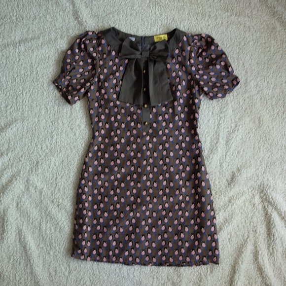Grey Bird Pattern Dress - Picture 1 of 2